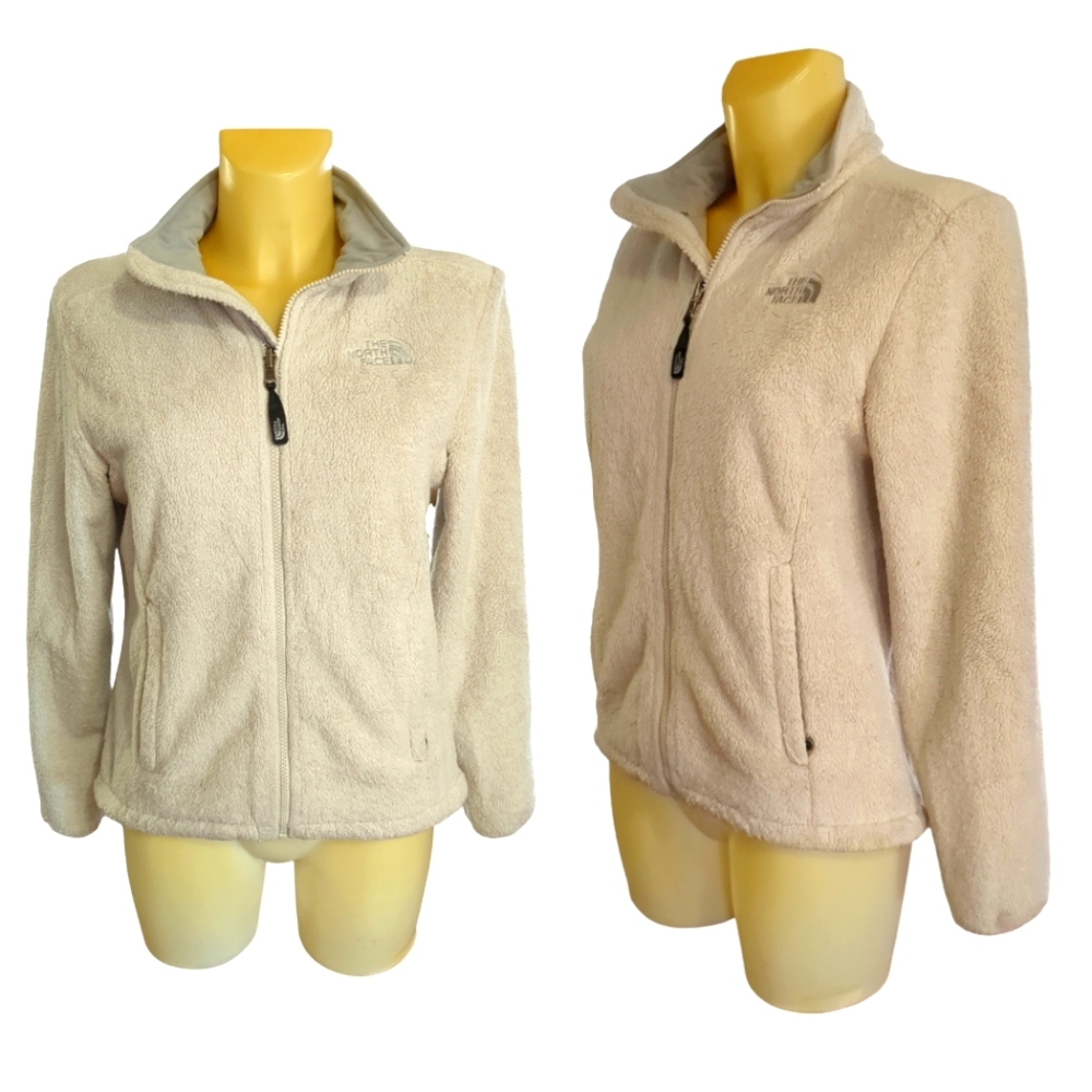 THE NORTH FACE Off White Soft Plush Full Zippered Sweater